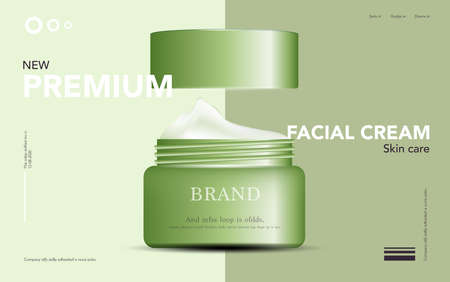 Hydrating facial cream for annual sale or festival sale. silver and gold cream mask bottle isolated on glitter particles background. Graceful cosmetic ads.のイラスト素材