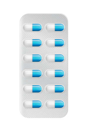 Pills or capsules white in blister package for tablet design.のイラスト素材