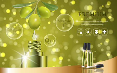 Hydrating facial concealer for annual sale or festival sale. silver and gold cream mask bottle isolated on glitter particles background. Graceful cosmetic ads.のイラスト素材