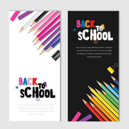 Back to school vector design concept made from pencils. modern design template with school accessories.のイラスト素材