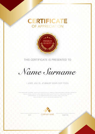 diploma certificate template red and gold color with luxury and modern style vector image, suitable for appreciation.  Vector illustration.のイラスト素材