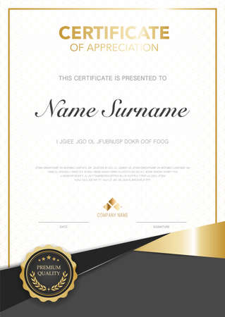diploma certificate template black and gold color with luxury and modern style vector image, suitable for appreciation.  Vector illustration.のイラスト素材
