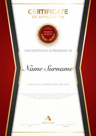 diploma certificate template red and gold color with luxury and modern style vector image, suitable for appreciation.  Vector illustration.のイラスト素材