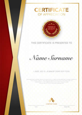 diploma certificate template red and gold color with luxury and modern style vector image, suitable for appreciation.  Vector illustration.のイラスト素材