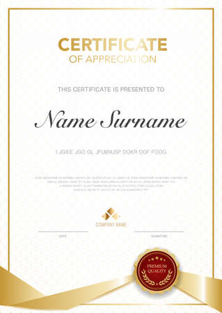 diploma certificate template red and gold color with luxury and modern style vector image, suitable for appreciation.  Vector illustration.のイラスト素材
