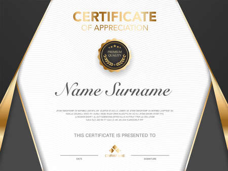 diploma certificate template black and gold color with luxury and modern style vector image, suitable for appreciation.  Vector illustrationのイラスト素材