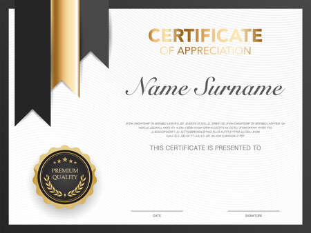 diploma certificate template black and gold color with luxury and modern style vector image, suitable for appreciation.  Vector illustrationのイラスト素材