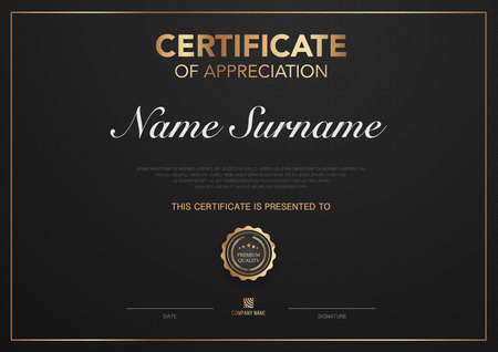 Certificate template black and gold with luxury style image. Diploma of geometric modern design. eps10 vector.のイラスト素材