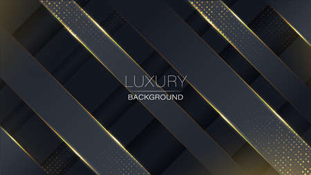 luxury abstract technology modern black and gold glitter particles background. Graceful pattern design.のイラスト素材