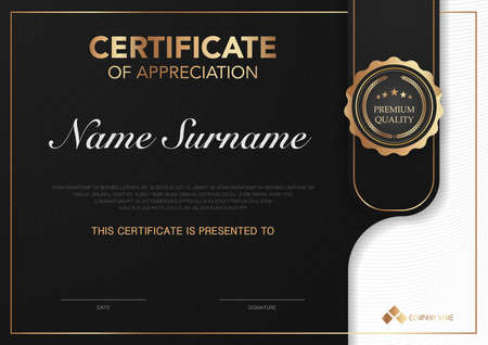 Certificate template black and gold with luxury style image. Diploma of geometric modern design. eps10 vector.のイラスト素材