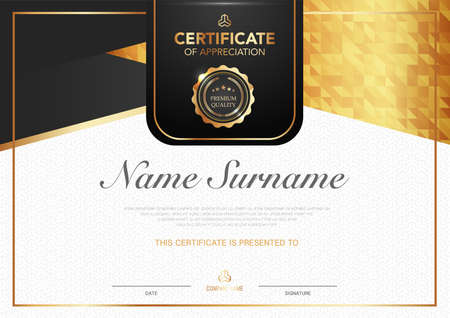 Certificate template black and gold with luxury style image. Diploma of geometric modern design. eps10 vector.のイラスト素材