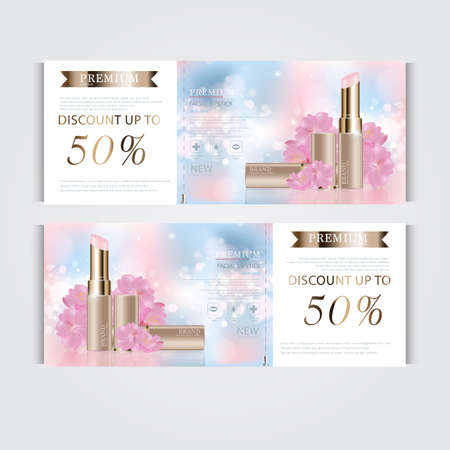 Gift voucher hydrating facial cream for annual sale or festival sale. silver and gold cream mask bottle isolated on glitter particles background. Banner graceful cosmetic ads, illustration.のイラスト素材