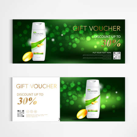 Gift voucher shampoo for annual sale blue packaging template vector design.のイラスト素材