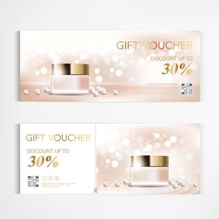 Gift voucher cosmetics lotion cream for annual sale blue packaging template vector design.のイラスト素材