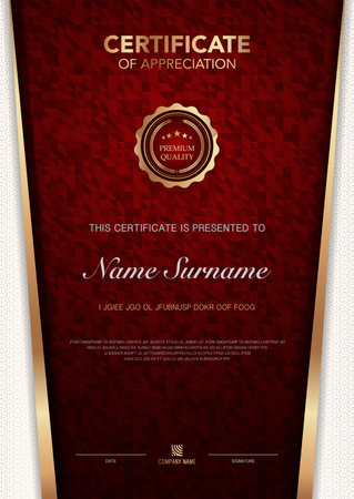 diploma certificate template blue and gold color with luxury and modern style vector image, suitable for appreciation.  Vector illustrationのイラスト素材