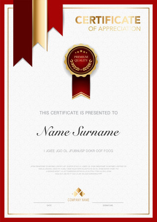 diploma certificate template blue and gold color with luxury and modern style vector image, suitable for appreciation.  Vector illustrationのイラスト素材