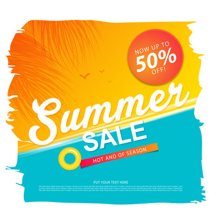 summer sale template banner or poster, sale and discounts. vector designのイラスト素材