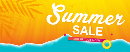 summer sale template banner or poster, sale and discounts. vector designのイラスト素材