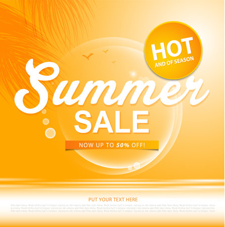 summer sale template banner or poster, sale and discounts. vector designのイラスト素材