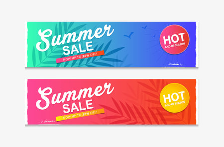 summer sale template banner or poster, sale and discounts. vector designのイラスト素材