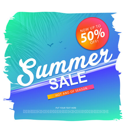 summer sale template banner or poster, sale and discounts. vector designのイラスト素材