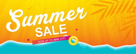 summer sale template banner or poster, sale and discounts. vector designのイラスト素材