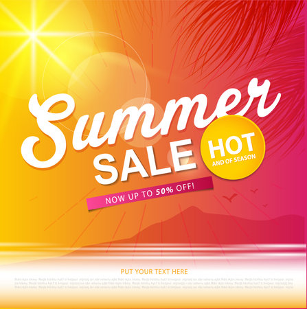 summer sale template banner or poster, sale and discounts. vector designのイラスト素材