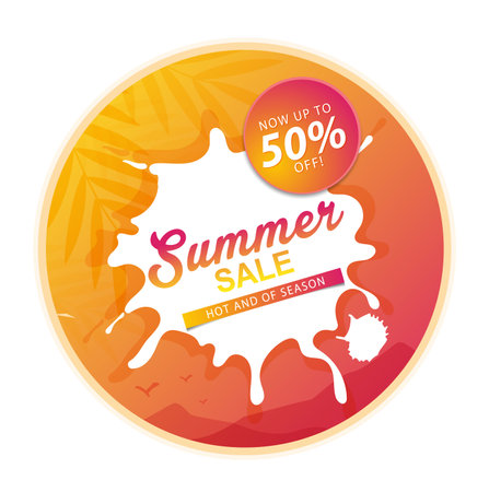 summer sale template banner or poster, sale and discounts. vector designのイラスト素材