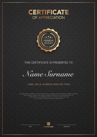 diploma certificate template black and gold color with luxury and modern style vector image, award suitable for appreciation. Vector illustration eps10のイラスト素材