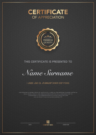 diploma certificate template black and gold color with luxury and modern style vector image, award suitable for appreciation. Vector illustration eps10のイラスト素材