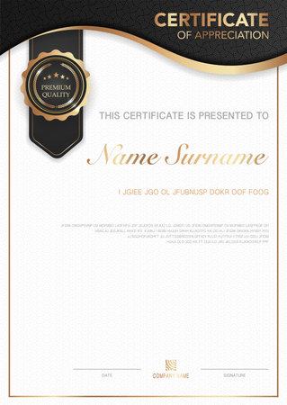 diploma certificate template black and gold color with luxury and modern style vector image, award suitable for appreciation. Vector illustration eps10のイラスト素材
