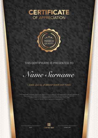 diploma certificate template black and gold color with luxury and modern style vector image, award suitable for appreciation. Vector illustration eps10のイラスト素材