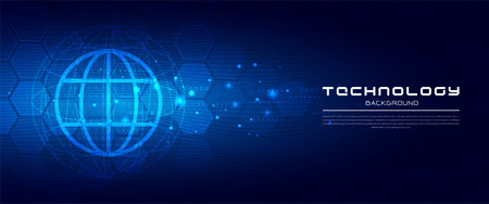 Abstract technology with global world network and telecommunication on earth digital data visualization. vector illustration designのイラスト素材