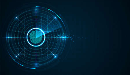 Fingerprint scanning on circuit board abstract security system concept with fingerprint. cyber security concept. vector illustration design.のイラスト素材