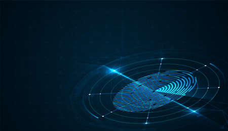 Fingerprint scanning on circuit board abstract security system concept with fingerprint. cyber security concept. vector illustration design.のイラスト素材