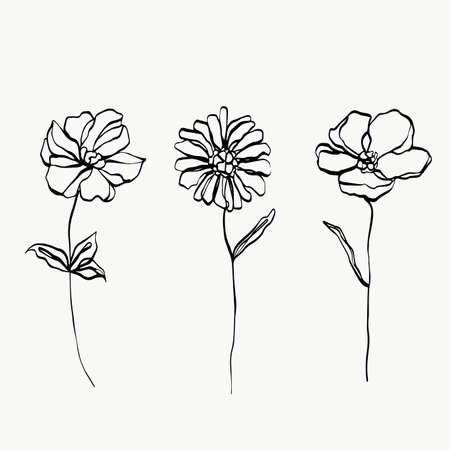 Set flower line art. abstract modern or minimal. perfect for home decor such as posters. vector illustrations design.のイラスト素材
