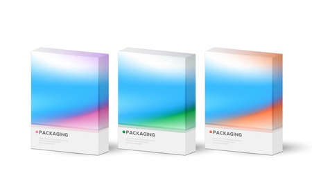 Set of box or packaging design illustration template for presents or special days like easter, christmas,  holidays, etc. with pastel pattern gradient backgrounds.のイラスト素材