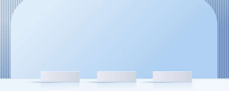 Cosmetic blue background and premium podium display for product presentation branding and packaging presentation. studio stage with shadow of background. vector design.のイラスト素材
