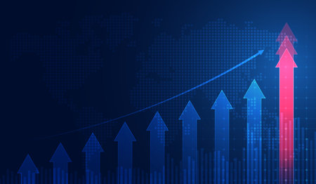 Stock market investment trading graph in graphic concept suitable for financial investment or Economic trends business idea. Vector design.のイラスト素材