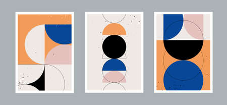 Abstract creative minimal artistic and circle geometric arts modern background with different shapes...