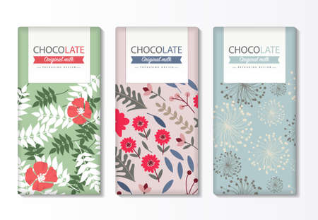 Chocolate bar packaging set. Trendy luxury product brand template with label pattern for packaging.のイラスト素材