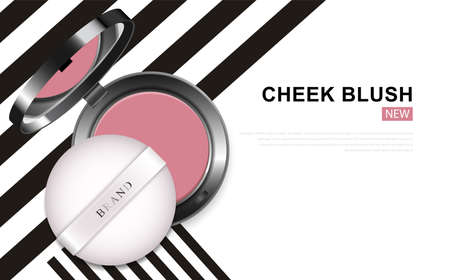 Modern cheek blush or makeup powder ads, package background illustration vector design.のイラスト素材
