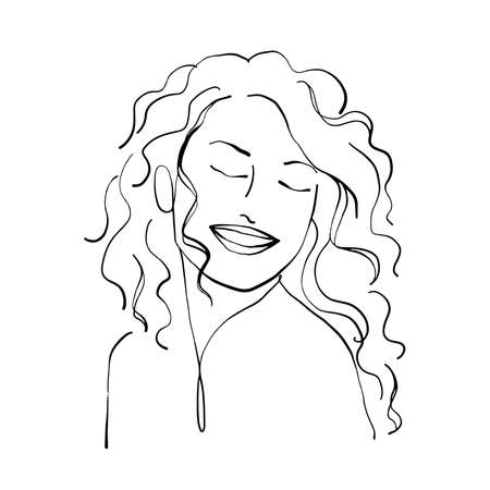 Woman face line drawing and modern abstract minimalistic women faces face. different shapes for wall decoration. use for social net stories, beauty logos, poster. vector design.のイラスト素材