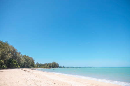 landscape photo Scenery of golden sandy beaches, turquoise waters and blue sky at Khao Lak, Phang Nga, Thailand. Summer vacation concept.の写真素材