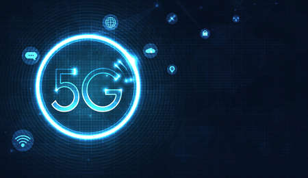 5G technology wireless data transmission, high-speed internet in abstract. Information flow modern network connection concept background. global connection and internet network concept. vector design.のイラスト素材