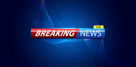Breaking news background business or technology template. breaking news text on dark blue with earth and world map background, TV news show broadcast. vector design.のイラスト素材