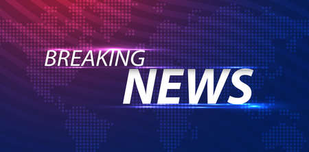 Breaking news background business or technology template. breaking news text on dark blue with earth and world map background, TV news show broadcast. vector design.のイラスト素材