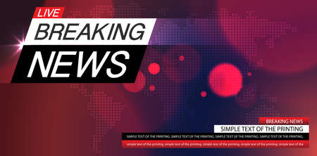 Breaking news background business or technology template. breaking news text on dark red with earth and world map background, TV news show broadcast. vector design.のイラスト素材