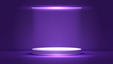 Purple background product showing pedestal scene with geometric platform. display stand stage showcase on the podium your product from customer in room. vector design.のイラスト素材
