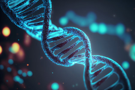 View future human DNA molecules under the microscope. Concept of the evolution, medical, treatment,...